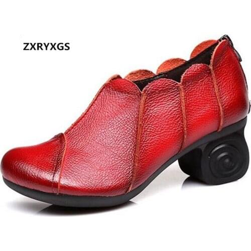 Most Popular 2020 New Retro Handmade Cowhide Leather Shoes Elegant Comfortable Women High Heel Shoes Non-slip Fashion Shoes