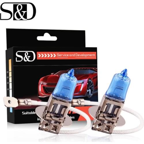 2pcs H3 55W 12V Super Bright Halogen Bulb Car Headlight Lamp Fog Lights High Power Auto Light Bulbs 5000K White