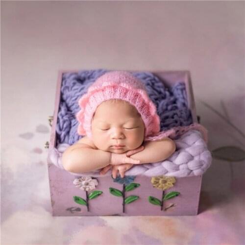 Vintage Newborn Natural Wood Basket Photography Props Wooden Box for Baby Photo Shoot Props