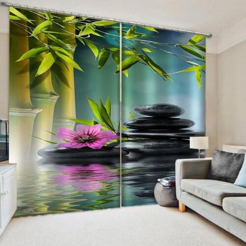 3D Curtain Printing Blockout Polyester green bamboo curtains 3D Curtains For Living room Bedding room Office