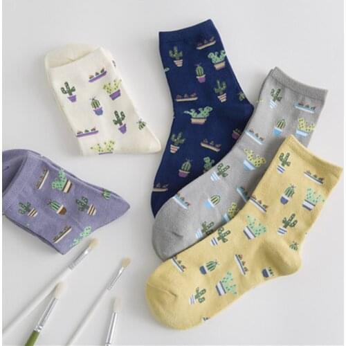 1 pair men socks Cartoon Plant Cactus Pattern Socks women socks novelty gift socks for spring autumn winter Women Socks