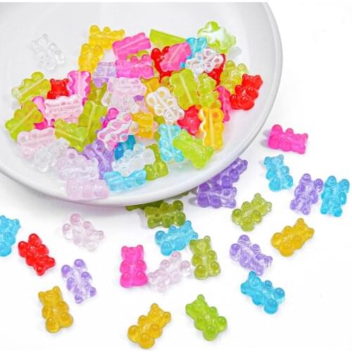 10pcs Glittering Sweet Gummy Bear Gradient Color Flatback Resin Cabochons Charms For DIY Handmade Headwear Accessories