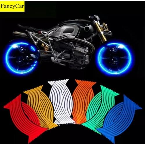 Motorcycle Wheel Stickers Reflective DIY Decals Rim Tape Decals Car-Styling Auto Accessories Waterproof Personalise 16Pcs