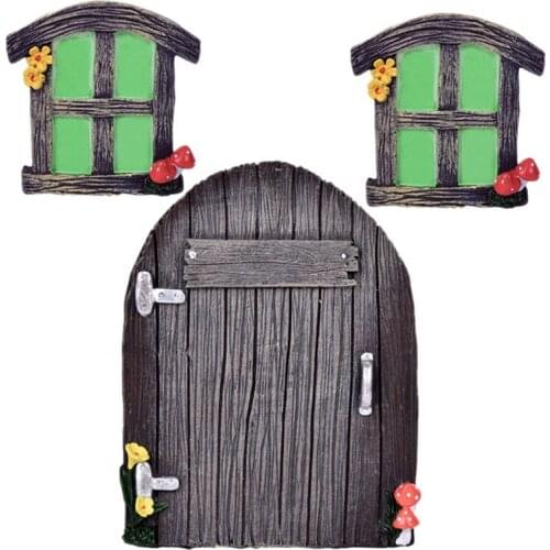 3Pcs Miniature Fairy Home Windows and Door Glowing in the Dark Fairy Garden Door Windows Ornaments Fairies Sleeping Door