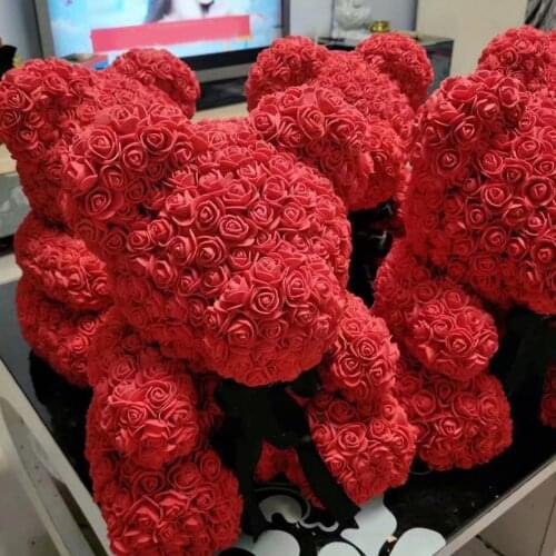 500Pcs/Bag Solid Color PE Foam Rose Artificial Flower For DIY Splicing Lollipop Doll Bear Shape Wedding Party Wreath Decoration