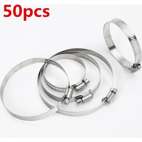 8mm ~ 120mm Stainless Steel Drive Hose Clamp Adjustable Tri Gear Worm Fuel Tube Line Water Pipe Fastener Fixed Clip Spring Hoops