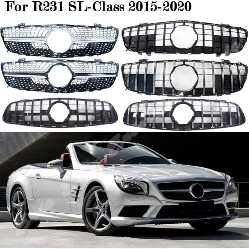 Car Front Racing Grill Billet Bumper Grille Upper Cover For Mercedes-Benz R231 SL-Class 2013 2014 2015 2016 2017 2018 2019 2020