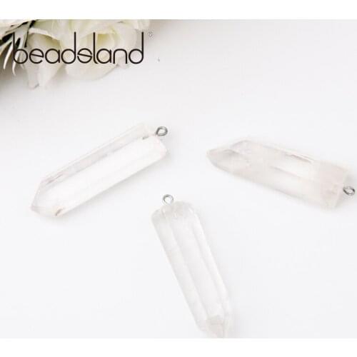 Beadsland Irregular Transparent Crystal Pillar Natural Stone Pendant For DIY Necklace Woman Girl Gift 40399