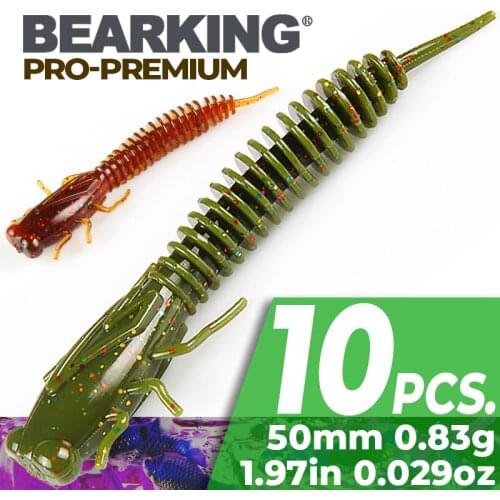 BEARKING 50mm 0.83g 10pcs Soft Silicone Fishing Lure Minnow Saltwater Freshwater Worms Wobblers Artificial Bait Bass Tackle Jigs