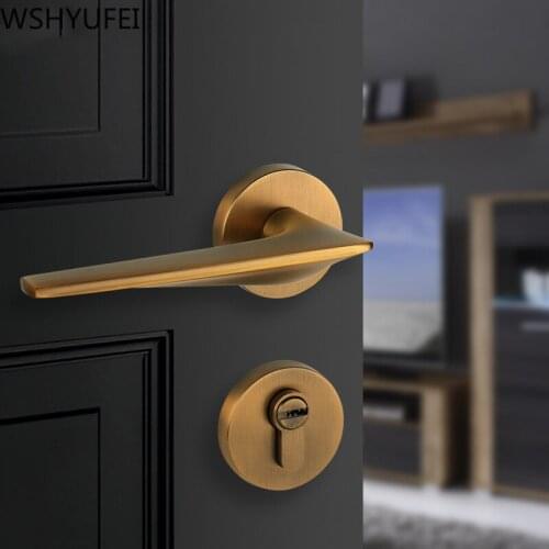 Indoor Silent Door Lock Modern Room Bathroom Door Handle Zinc Alloy Anti-theft Lock Core Furniture Hardware Accessories