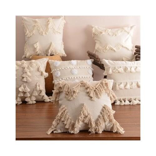 Boho Style Cushion Cover Plush With Tassels Cute Circle Moroccan Style Pillow Case Macrame Home Sofa Decorative Drop Shippng