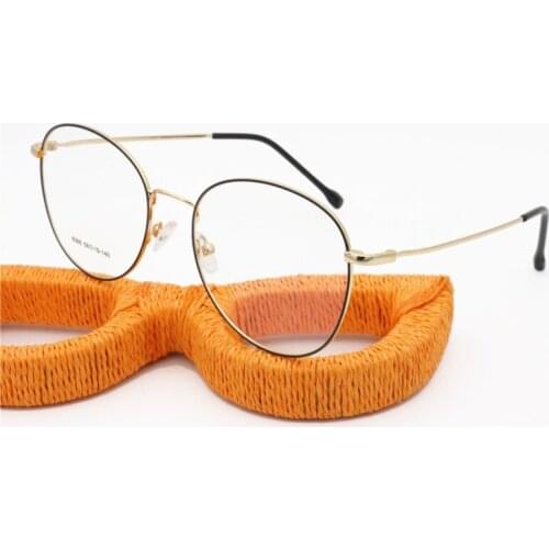 Big size unisex fashion metal glasses frame carving temple oval shape slim prescription vintage slim eyeglasses for myopia