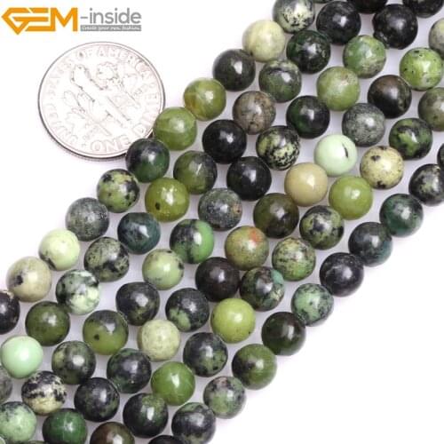 Gem-inside 6mm 15inch Natural Round Green Grass Turquoises Stone Beads For Jewelry Making Beads DIY Beads Trinket Bracelets