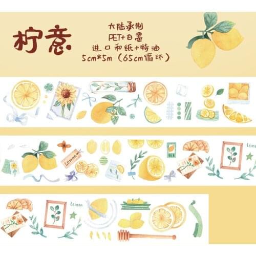 Fresh Lemon PET Special Oil Washi Tapes Bullet Journal Masking Tape DIY Scrapbooking Decoration Washi Sticker