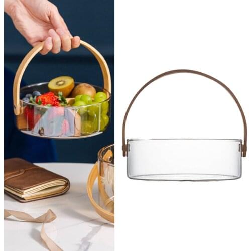 Decorative Glass Serving Tray Round Candy Storage Bowl Basket Food Organizer Serving Platter Kitchen Supply for Parties Decor