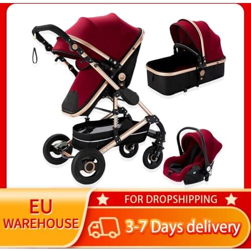 Baby Stroller 3 in 1 Multi-Functional High Landscape Lying Or Dampening Folding Child Strollers Light Weight two-sided Pushcart