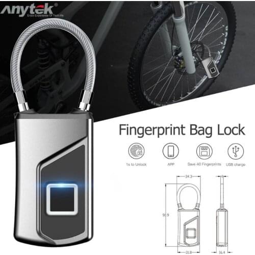 DHL 30pcs/lot Anytek L1+ Fingerprint Bag Lock Waterproof Anti-theft Door Suitcase Padlock Ins recommend