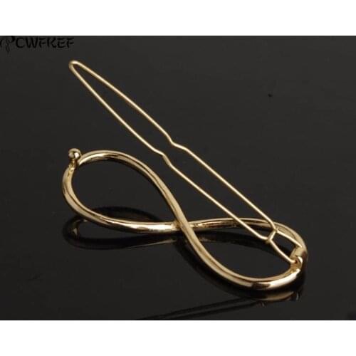 DIY Hair Care Styling Tools Fashion Women Infinity Hair Clips Barrette Hairpin Headband Styling Accessories Silver Gold Color