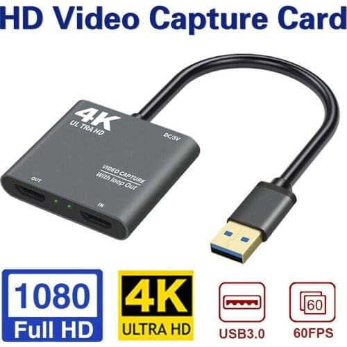 For Game Live Streaming 1pc 4K 1080P USB 3.0 to HDMI-compatiable Video Capture Card Durable Screen Recorder Box Pohiks