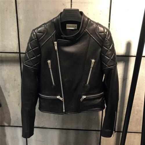 Quality women ladies real genuine moto&biker leather jacket