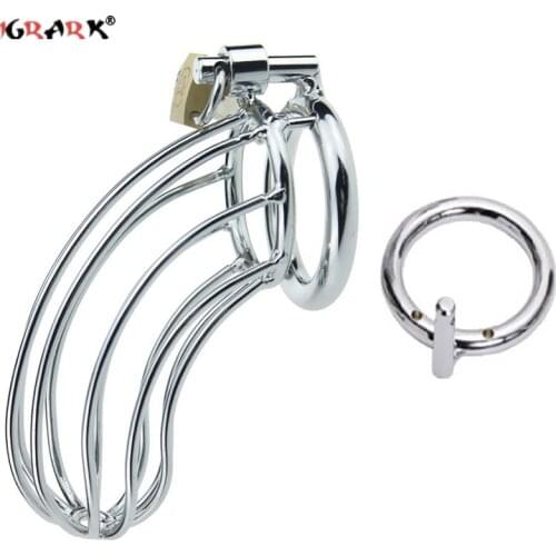 Birdcage Male Chastity Cage Set Detachable Stainless Steel With 3 Ring Sizes Intimate Goods For Adult Men