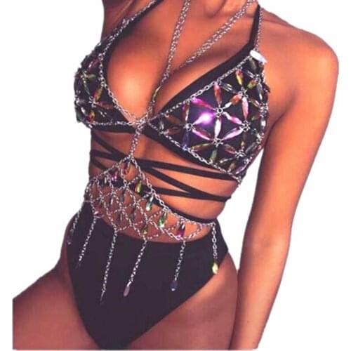 Bra Brief Sets luxury hollow out diamond bra set women sexy halter chain transparent wire free unlined underwear rhinestone bra