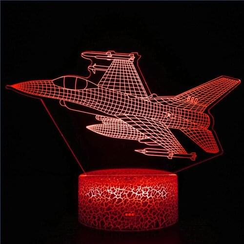 Cool Fighter Airplane 3D Light Hologram Illusion LED Night Light for Boys Child Room Decoration Airplane Lover Best Kids Gifts