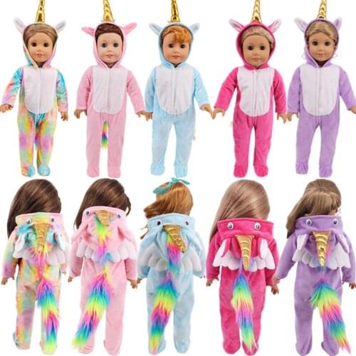 Reborn Doll Cute Clothes For Baby New Born Unicorn Pajamas Suit For 18 Inch&43 Cm Accessories For Girls Generation Toy Gifts