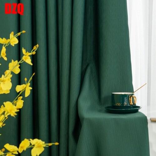 Hot Selling Full Shade Northern European Modern Dark Green Balcony Light Shade Curtains for Living Room Bedroom Blackout