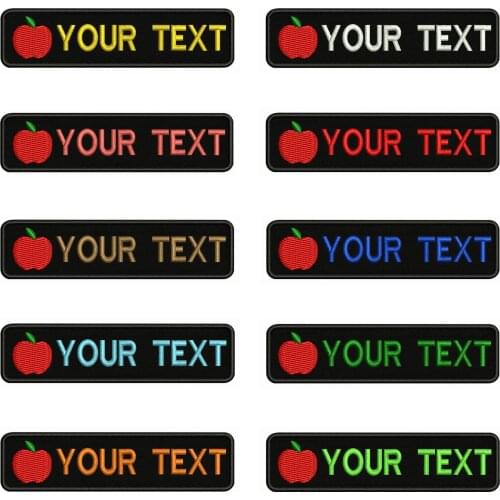 Apple Logo 10X2.5cm Embroidery Custom Name Text Patch Stripes badge Iron On Or Velcro Backing Patches For Clothes Backpack Hat