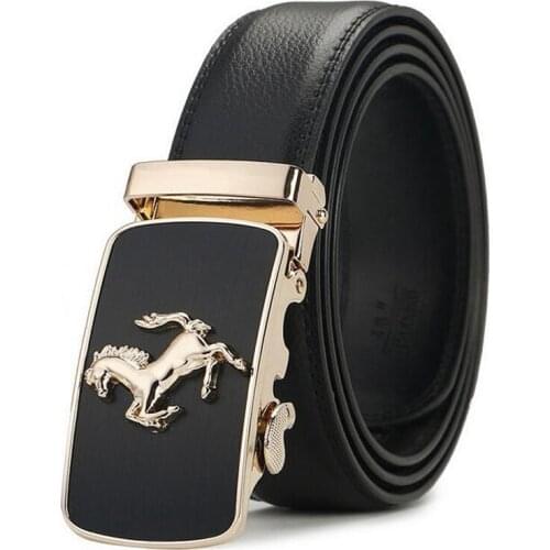 Fashion Sports Horse Designers Automatic Buckle Genuine Leather Luxury Belts Business Belts for Men Ceinture Homme