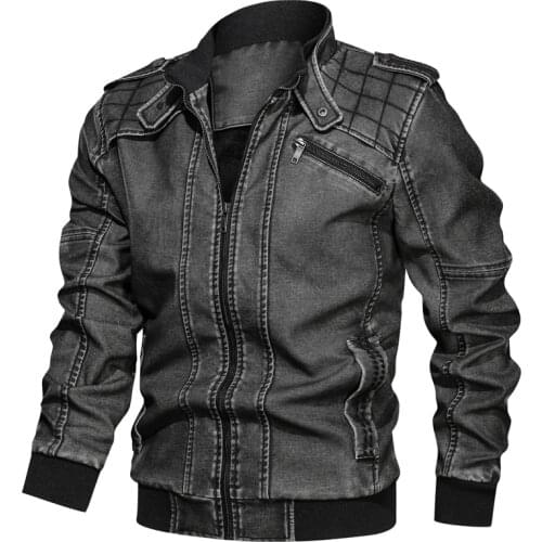 Nice Autumn Winter Brand Men‘s Leather Jacket Motorcycle Leisure leather Bomber Jackets Casual Outerwear faux Pu leather coat