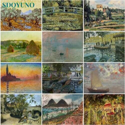 SDOYUNO Paint By Numbers Kits On Canvas Beach Scenery DIY Frame 60x75cm Abstract Oil Painting By Numbers Hand Painting Decor