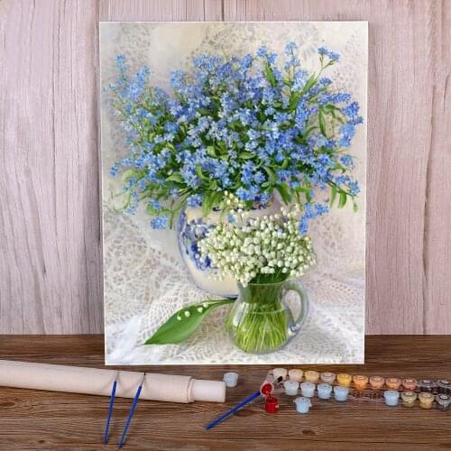 Flower Peony Icon Modern DIY Paint By Numbers Package Acrylic Paints 50*70 Oil Painting Decoration For Adults Handicraft Art