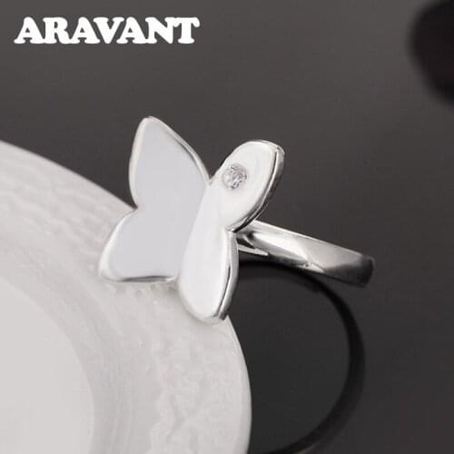 2020 New 925 Silver Butterfly Rings For Women Wedding Bridal Jewelry Gift