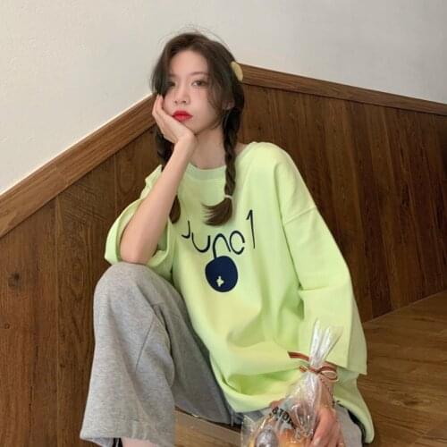 Summer New Korean Style Simple Basic Round Neck Short Sleeve t-Shirt Tops Women 2021 Loose Graphic t Shirts