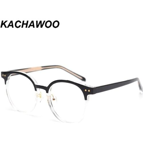 Kachawoo big frame glasses anti blue light man round transparent grey optical glasses frame women TR90 Korean style acetate