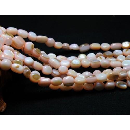 Wholesale Gravel Shape 5-8 mm Natural Shell Dye Light Pink Beads For Jewelry Making Stone DIY Bracelet Necklace Strand 15