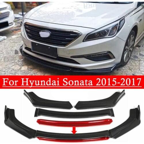 Front Bumper Spoiler Carbon Surface Contrast Color Design Protector Plate Lip Body Kit Chin Shovel For Hyundai Sonata 2015-2017