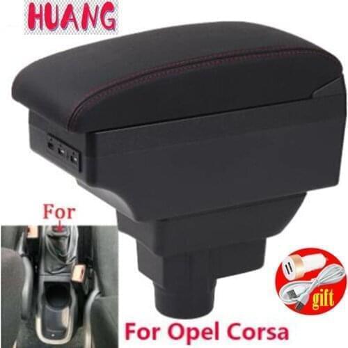 Armrest For Opel Vauxhall Corsa D 2006 - 2014 Arm Rest Dual Layer Storage Box Decoration Car Styling 2008 2010