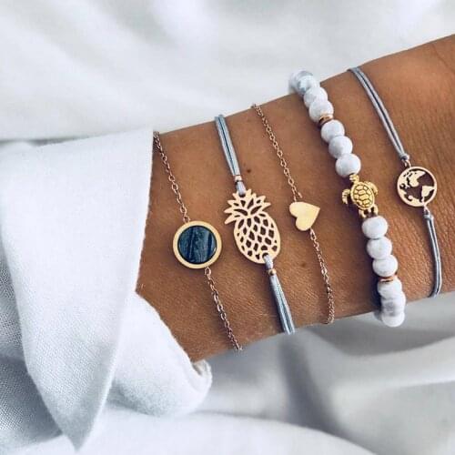 Rinhoo New Style Bohemian Bracelet Tree Beaded Bracelets Sets Women Vintage Fashion Chain Strand Bracelets Jewelry Gifts