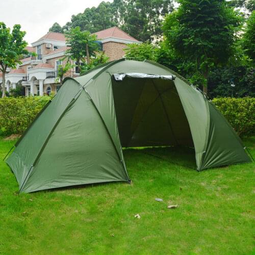 3-4 Person Family Tent Double Layer Silver Coating UV Protection Awning Tent Two Bedrooms and One Living Room Outdoor Large Tent