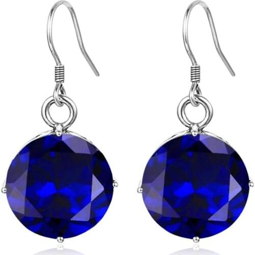 Szjinao Real 925 Sterling Silver Earrings Neo-Gothic Fine Jewelry Gemstone Blue Sapphire Fashion Dangle Earrings For Women Gifts