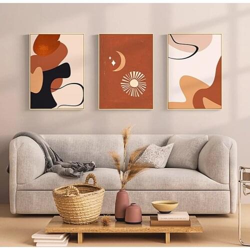 Morden Abstract Morandi Posters the Sun and Moon Nordic Prints Geometric Lines Wall Art Canvas Painting for Living Room Decor