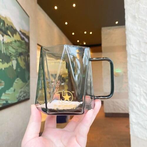 Star Dad 10th Anniversary Black Three-dimensional Cut Glass Creative Office Boys Coffee Cup Mug with LOGO