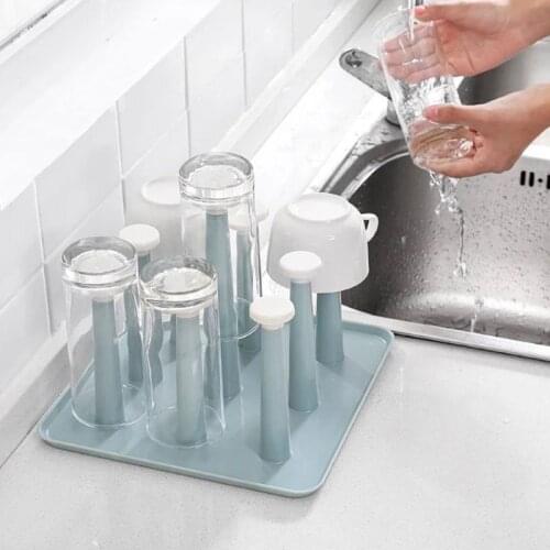 Cup Drying Rack, Plastic Non-Slip Bottom Mug Tree Holder Organizer Rack Stand for Drinking Glass and Sports Bottle Drainer for