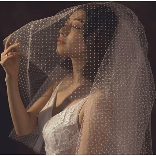 Bridal Veil dotty tulle simple veil Wedding Dress Veil