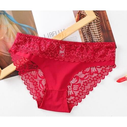 Cotton Panties For Women Middle Waist Underwear Underpants Lace Embossing Briefs Ladies Female Ice Silk Lace Briefs Mujer