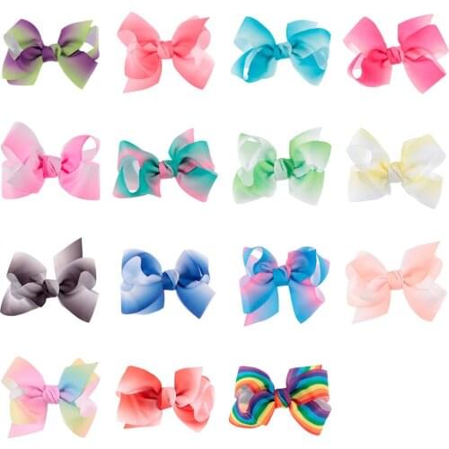 Yundfly 30pcs 5.2" Large Colorful Ribbon Bow For Headband Hair Clips Rainbow Bows For Kids Women Headwear DIY Accessories