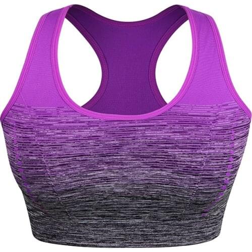 Women Quick Dry Padded Sports Top for Fitness Yoga Running Gym Seamless Sport Bra Top Gradient High Stretch Sports Bras